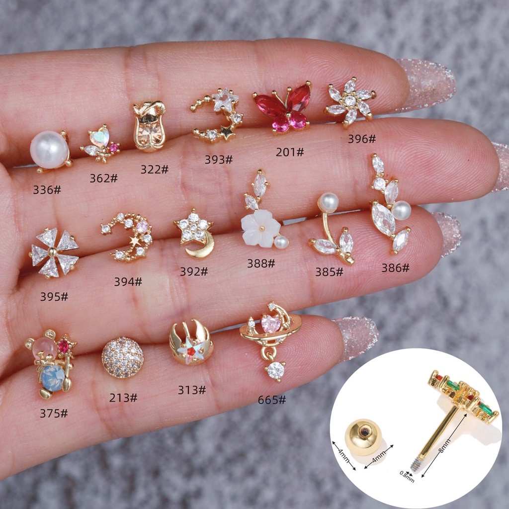 Creative 18k gold pearl and gemstone earrings with various styles and ...