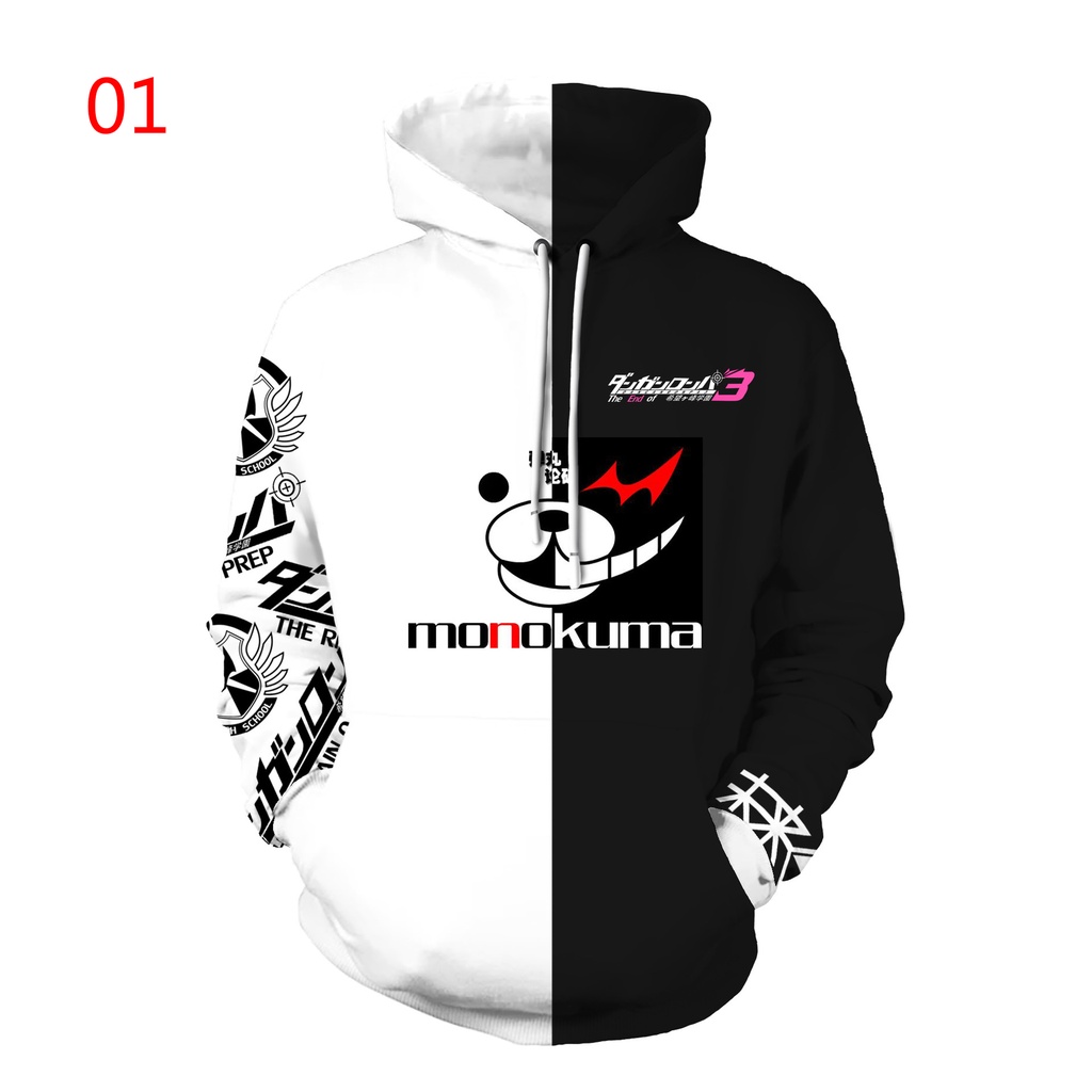 Danganronpa monokuma Hoodie 3D Print Sweater Outerwear Fashion Jacket Shopee Philippines