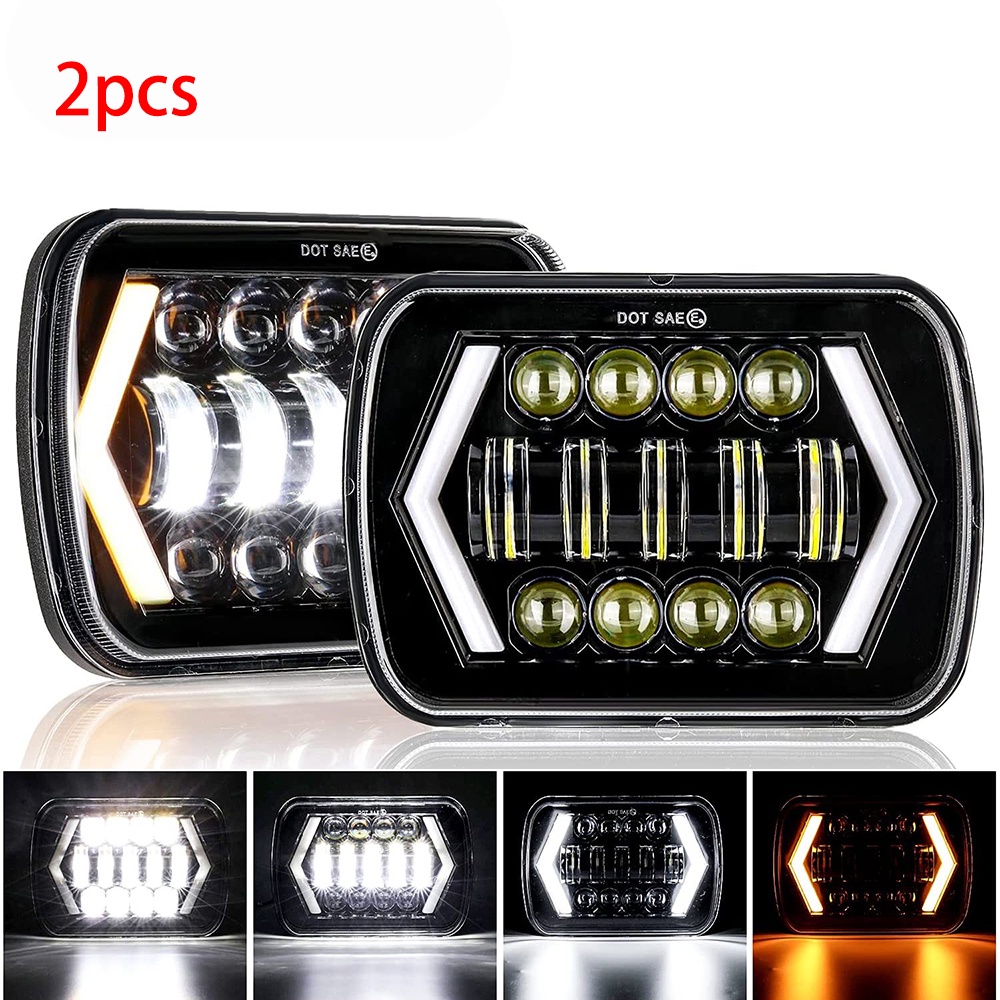 thumbnail interactive-video image 1 of 5x7 / 7x6 LED Headlights For Jeep Wrangler YJ (86-95) & Cherokee XJ (84-01) – Halo Projector, 6000K 1 of 4