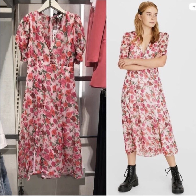 Stradivarius floral outlet dress