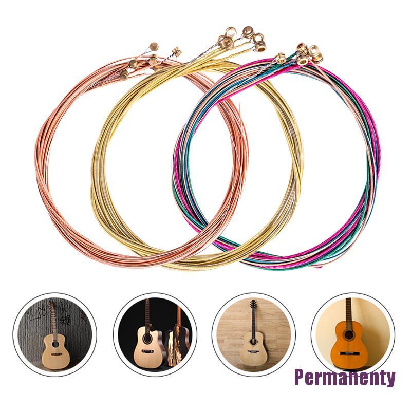 Permanenty 6Pcs Acoustic Guitar Strings Rainbow Colorful Guitar