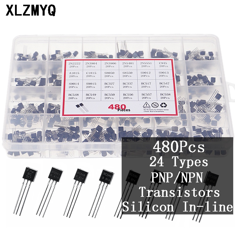 480Pcs Transistor Assortment Kit 24 Values Silicon NPN / PNP Transistor