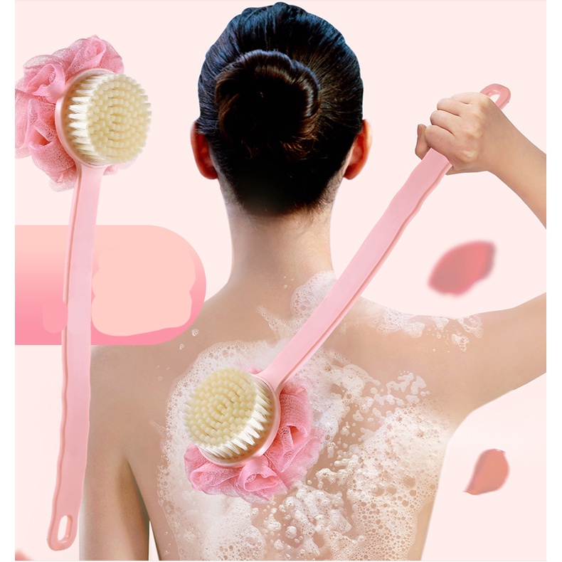 Double-sided Bath Brush with Bath Ball and Long Handle Bath Brush 2-in ...