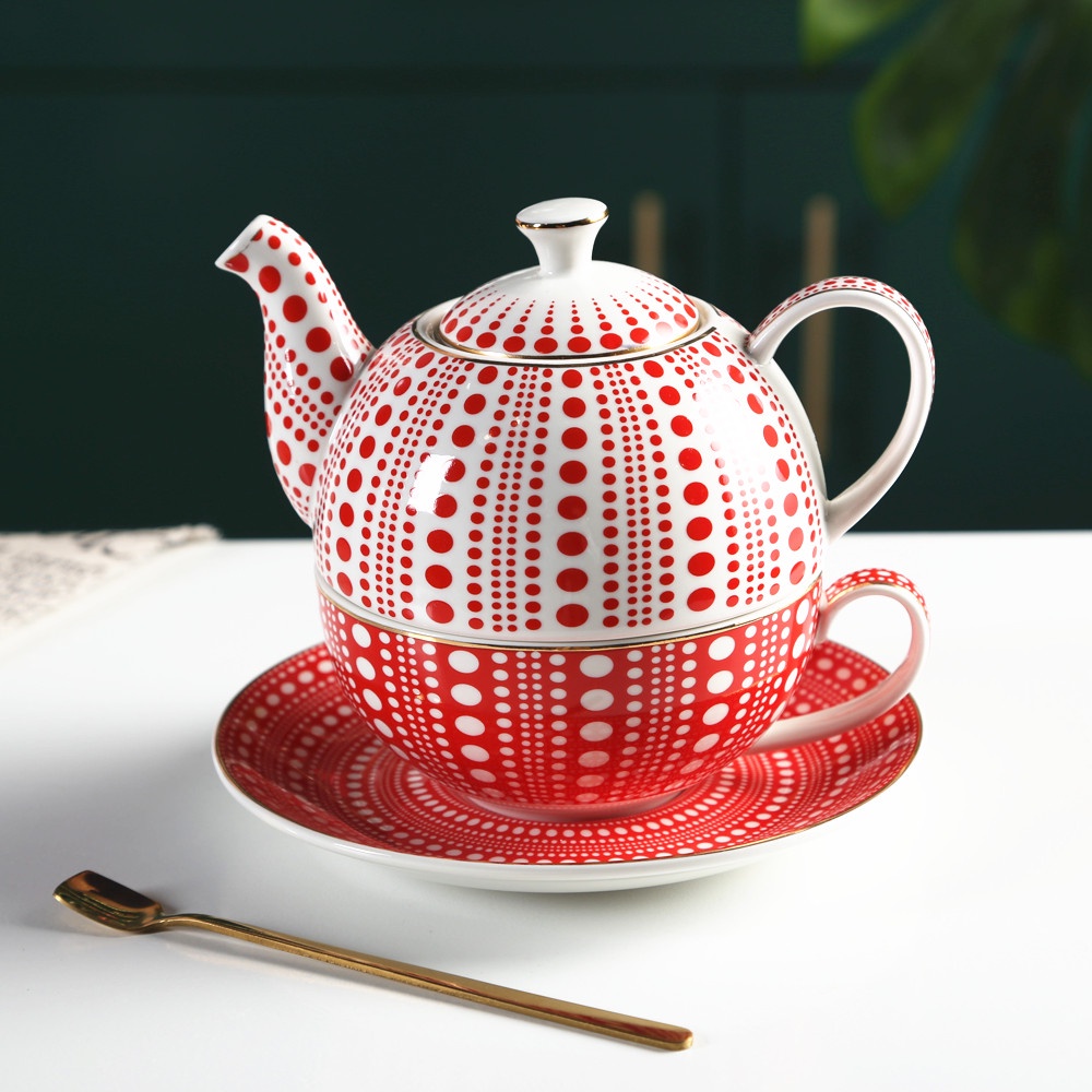 European Tea Set for One with Stainless Filter Gift Box Ceramic Cup and ...