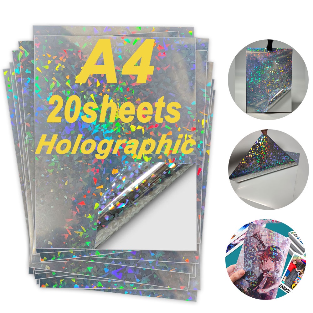 20 Sheets Holographic Rainbow Printable Vinyl Sticker Paper for Inkjet ...