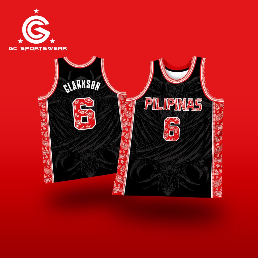 Basketball Jersey for Men Customized Name and Number PILIPINAS BANDANA RED CLARKSON GC Full 
