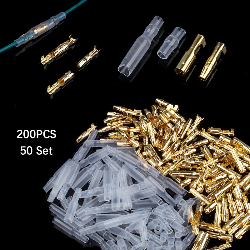 thumbnail image 2 of 50 Sets 4mm Bullet Crimp Terminal Wire Connectors Male Female Socket W 2 of 14