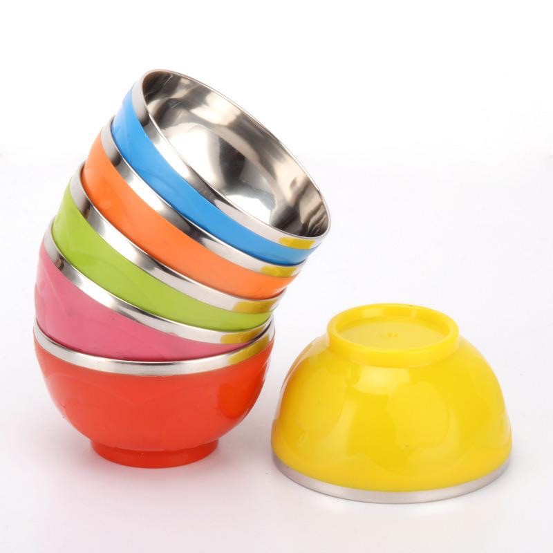 Stainless Steel Bowl Colorful Rice Bowl for Kids Food Container Anti