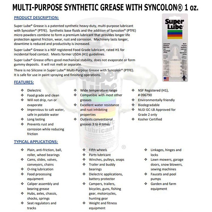 Super Lube Multi-Purpose Synthetic Grease With Syncolon