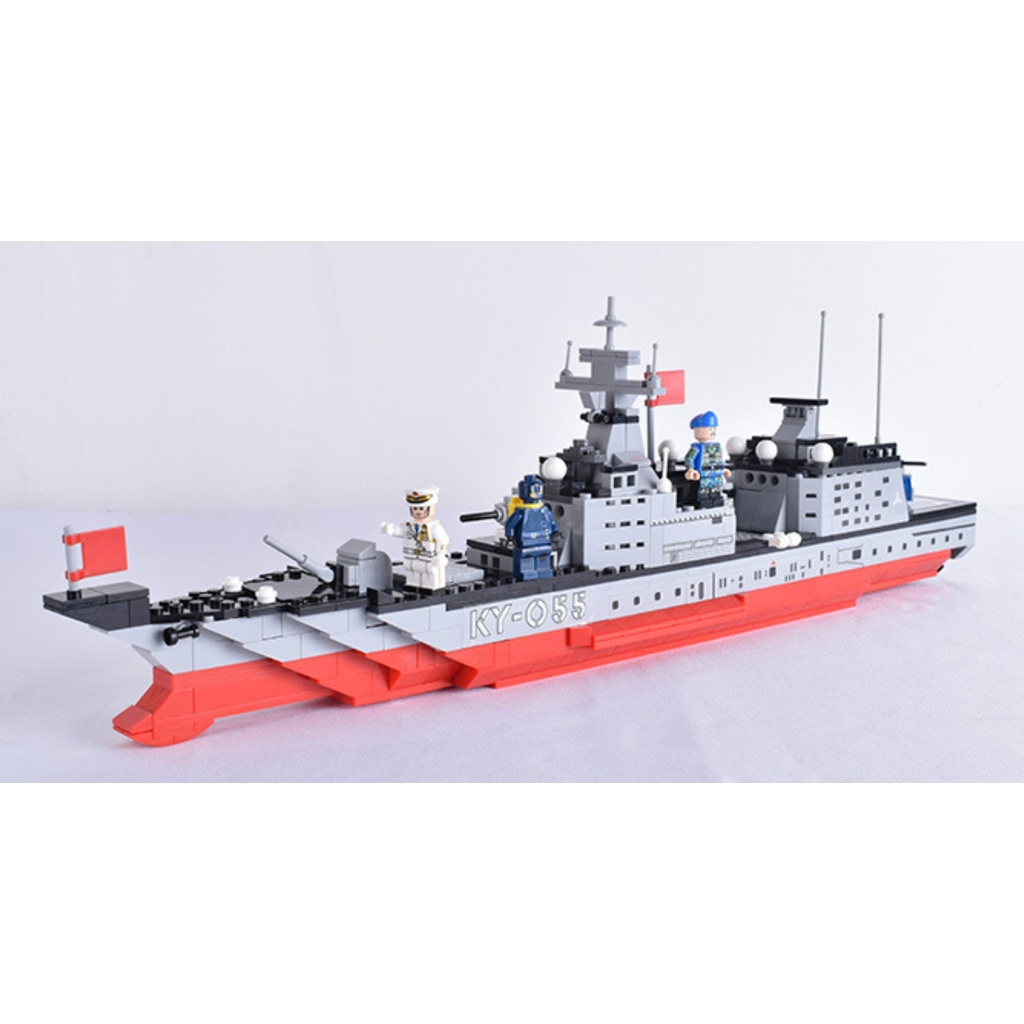 563PCS MOC WW2 PLA Renhai Class Type 055 Destroyer Battle Ship Figure ...