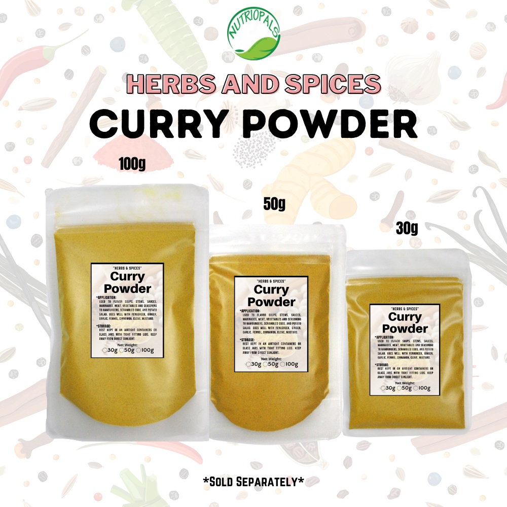 CURRY POWDER (HERBS & SPICES) ZIPLOCK POUCH 30g, 50g, and 100g Shopee