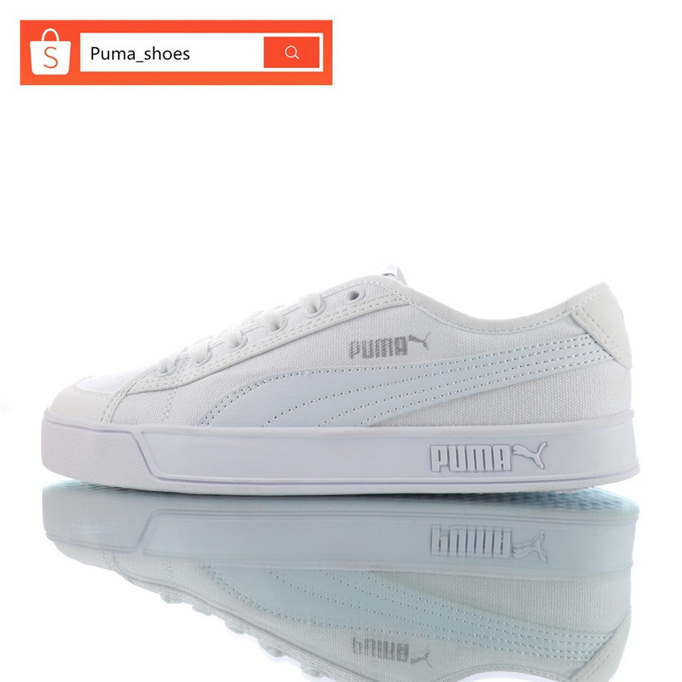 100 Original Puma Smash V2 Vulc Cv White Canvas Open Smile For Men Women