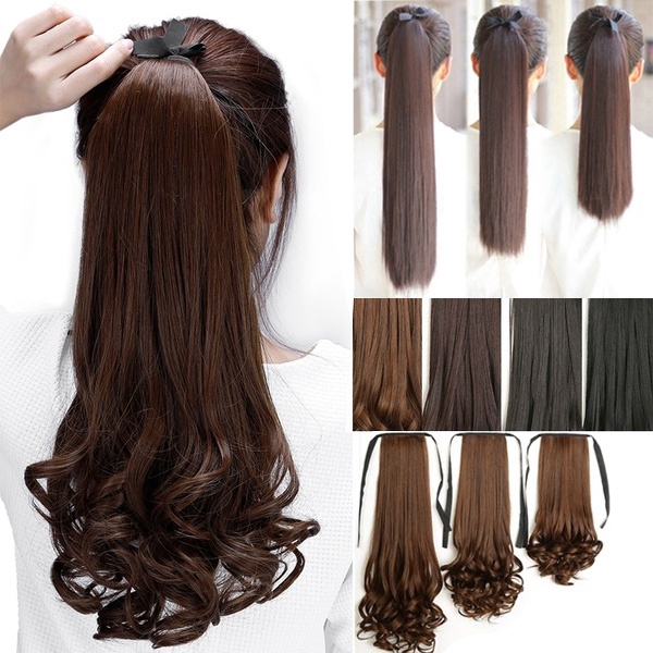 Long Straight Ponytail Hairpiece Synthetic Drawstring Ponytail ...