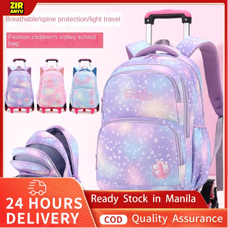 2022 NEW Children School Trolley Bag for Girls Waterproof Backpack with