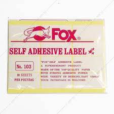 Fox Self Adhesive Label / Sticker Label Paper 99 - 108 / Pack of 10 ...