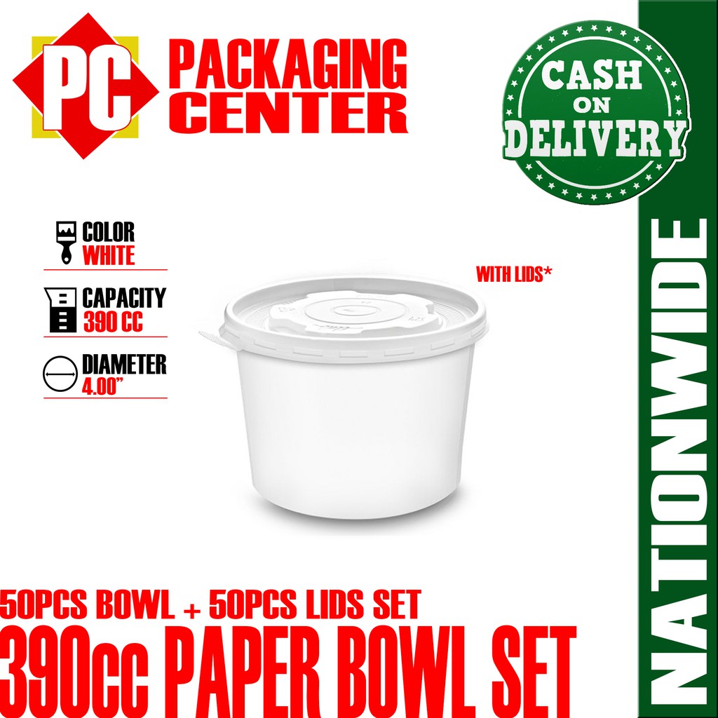390cc Paper Bowl With Lids Set by 50pcs per box | Shopee Philippines