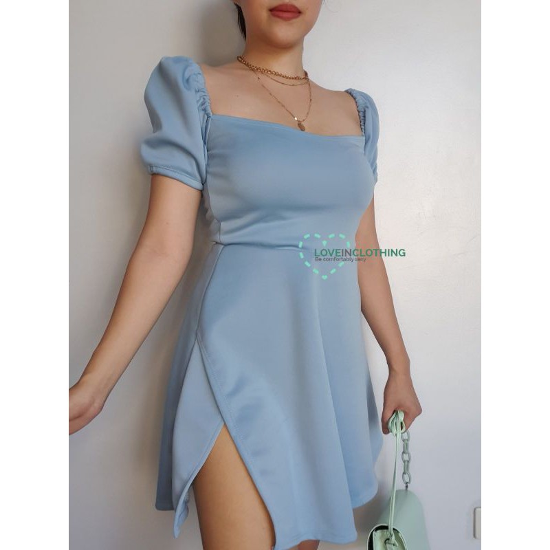 Short dress with a slit sales