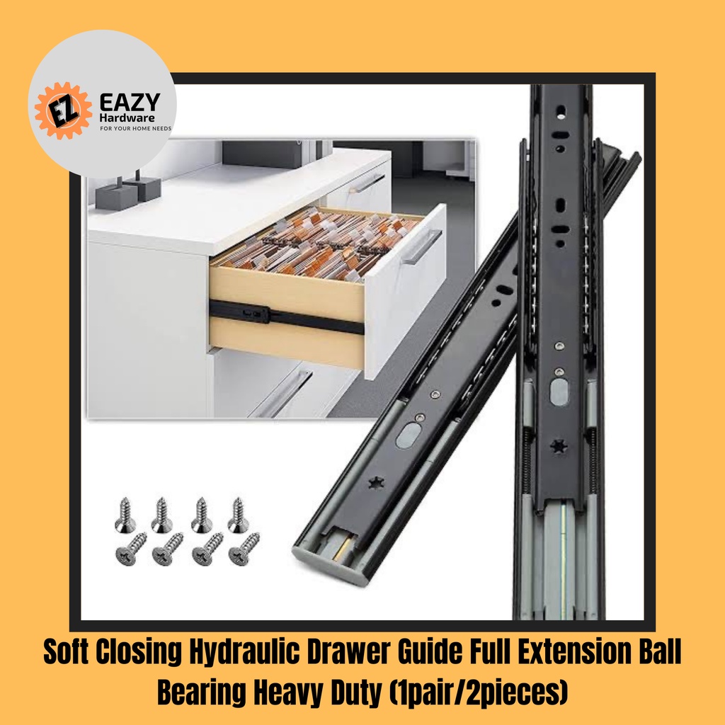 Soft Closing Hydraulic Drawer Guide / Slide 3 Fold Full Extension Ball ...
