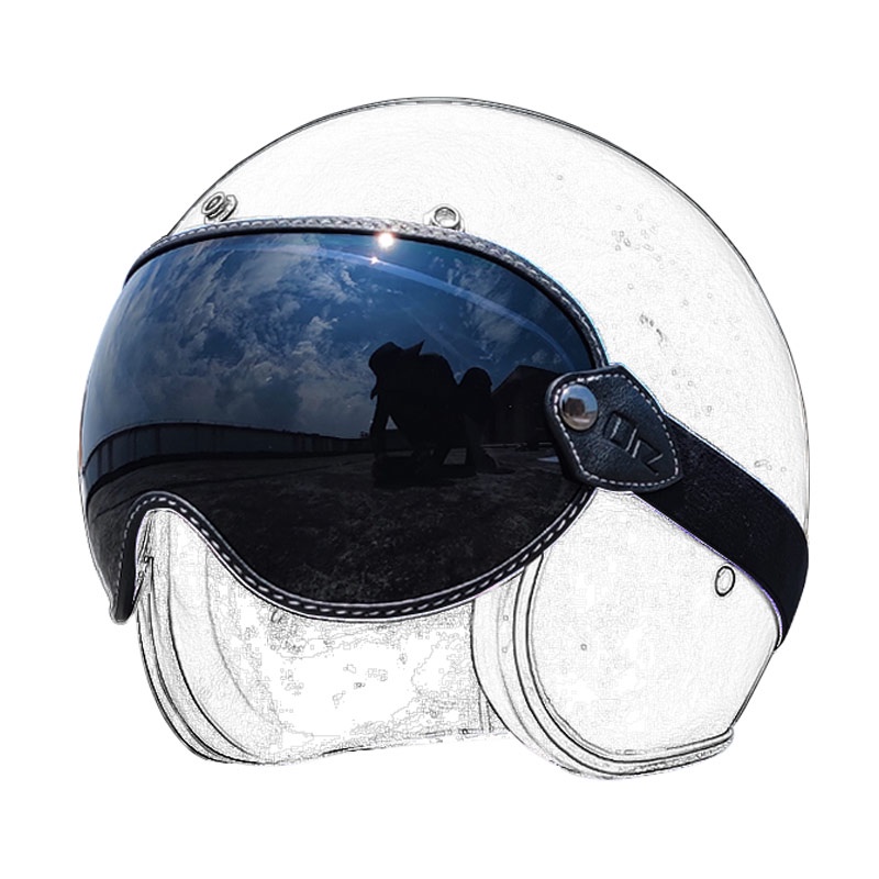 VOSS Retro Harley Carbon Fiber Helmet Summer Scooter Electric Vehicle