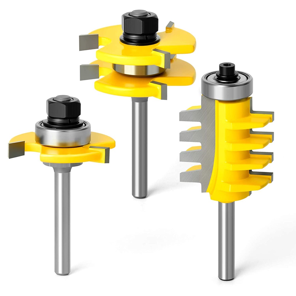 3Pcs/set Tongue & Groove Router Bits + Reversible Finger Glue Joint ...