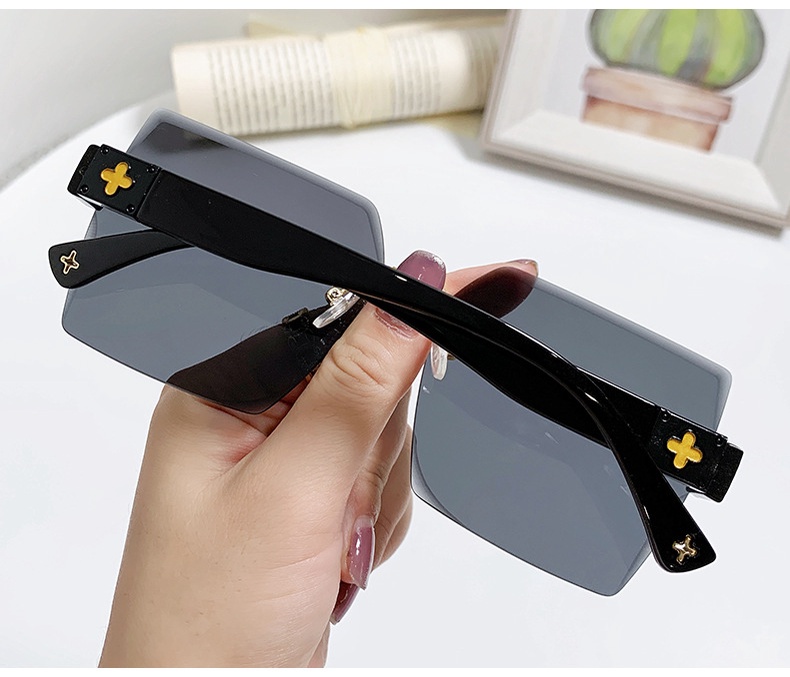 Hf Fashion Square Rimless Sunglasses Korean Style Shades For Women