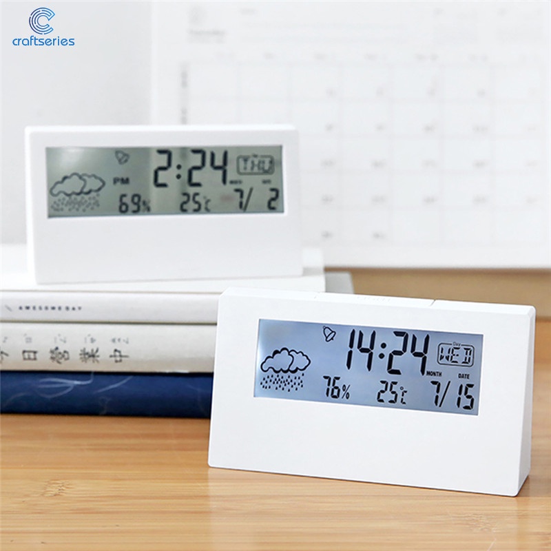 CR Japanese Simple Style Digital Alarm Clock Modern White Electronic