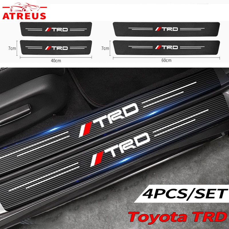 4PCS Toyota TRD Carbon Fiber Car Door Sill Sticker Protector Auto ...