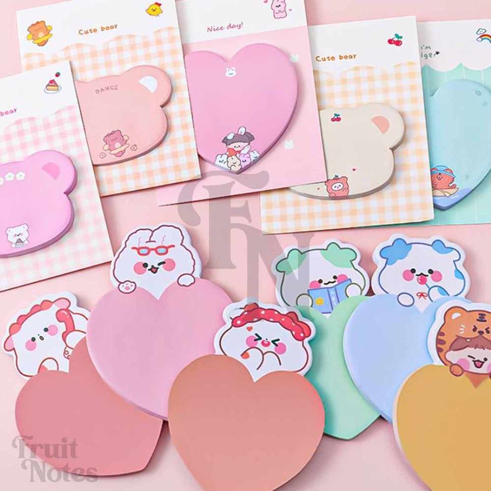 SN121 30 sheets Kawaii Heart Shaped Sticky Notes | Shopee Philippines