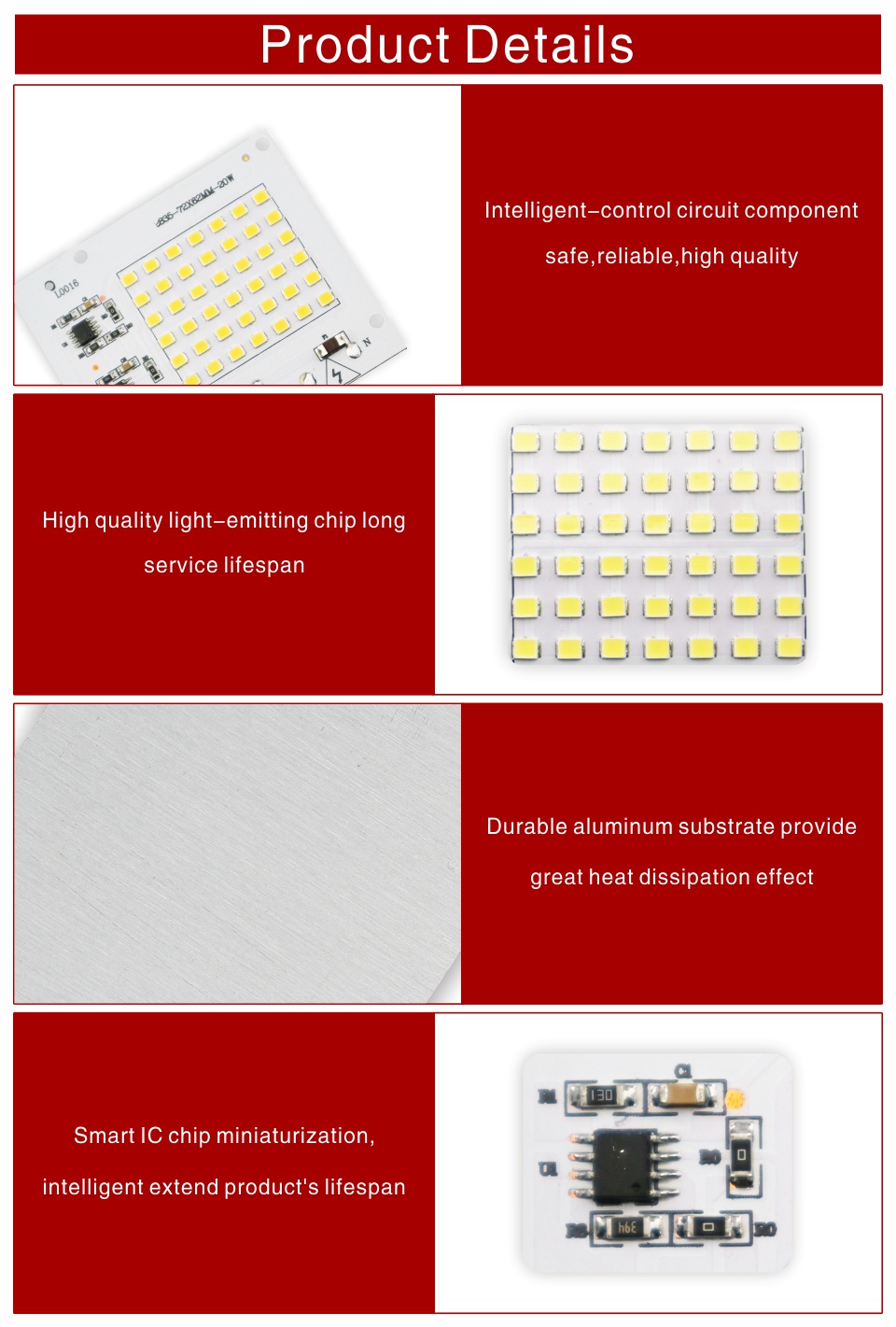 Got Liang SMD 2835 LED Chip 100W 50W 30W 20W 10W Flood Light Beads AC ...