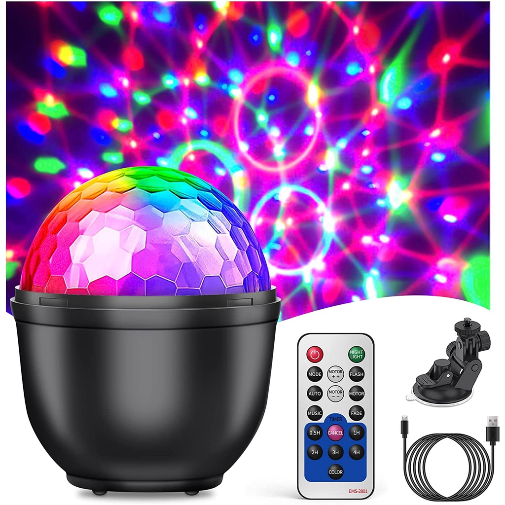 Disco Ball light, Rechargeable 360° Rotatable Music Activated LED Party ...