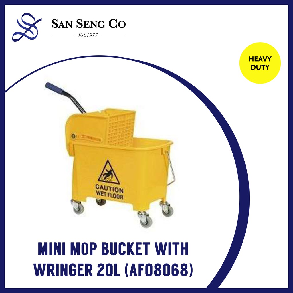 San Seng Mop Bucket Cart With Down Press Wringer 20L - AF08068 [Heavy