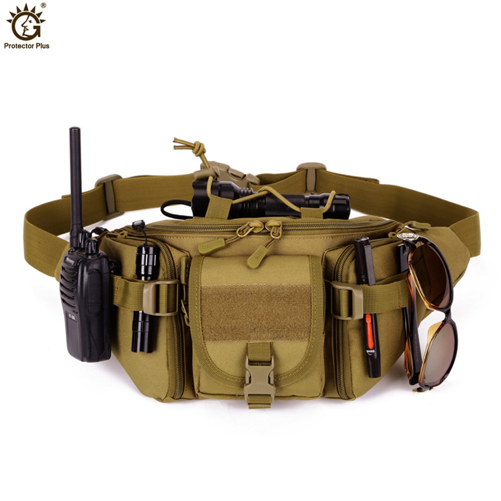 Tactical Waist Bag Outdoor Sports Waterproof Nylon Waist Bag Buckle Hiking Waist Bag Desert Digital