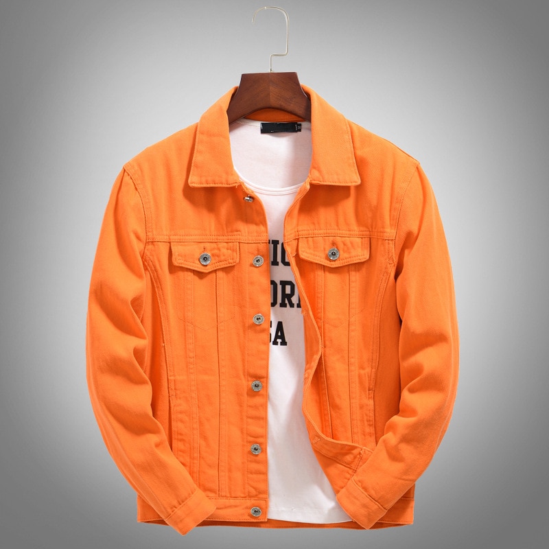 Orange jean jacket sale