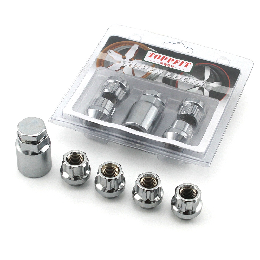 Car Tire Wheel Lock Lug Nuts 4 Car Anti Theft Locking Nuts with 1 Key Set M12x1.5/1.25 For