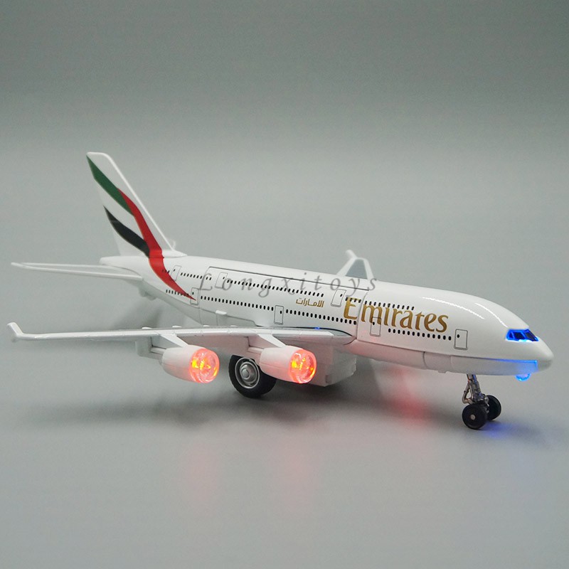 Diecast Plane Model Toy Airbus A380 Emirates Airliner Replica Pull Back Action With Sound Light Shopee Philippines