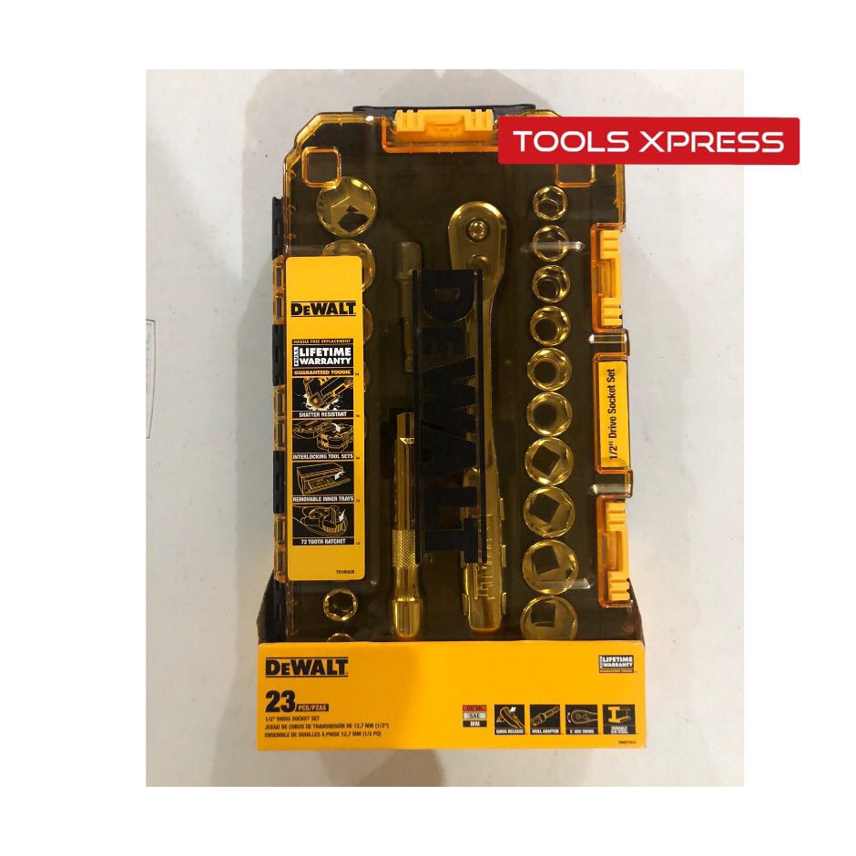 DeWALT Socket Set DWMT73813, 1/2Inch Drive, SAE/Metric, 23Piece Shopee Philippines