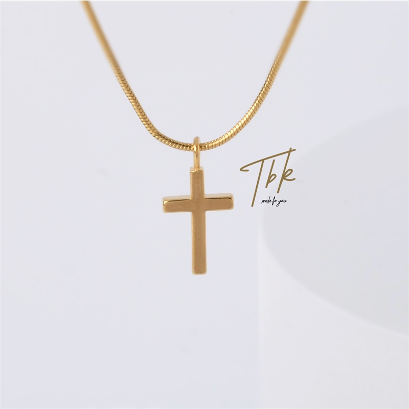 TBK 18K Gold Cross Pendant Necklace For Unisex Accessories Hypoallergenic  13N