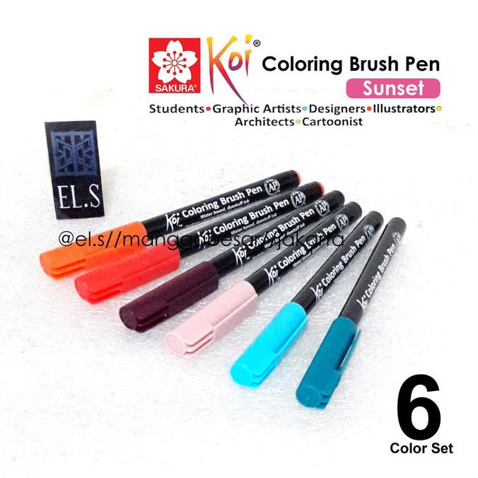 Star Sakura Koi Coloring Brush Pen 6 Sunset Color Set Limited Shopee