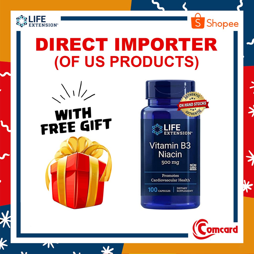 Life Extension, Vitamin B3 Niacin, 500 mg, 100 Capsules (AED) CPM