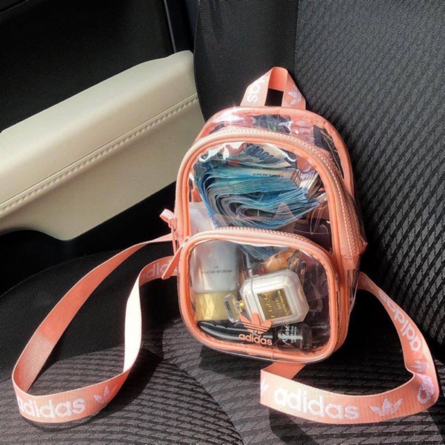 Pink clear outlet mini backpack