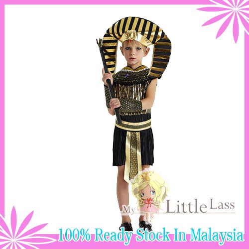 Boys Egyptian Pharaoh Fancy Dress Costume – Age 7–9 – Tutankhamun Historical Outfit