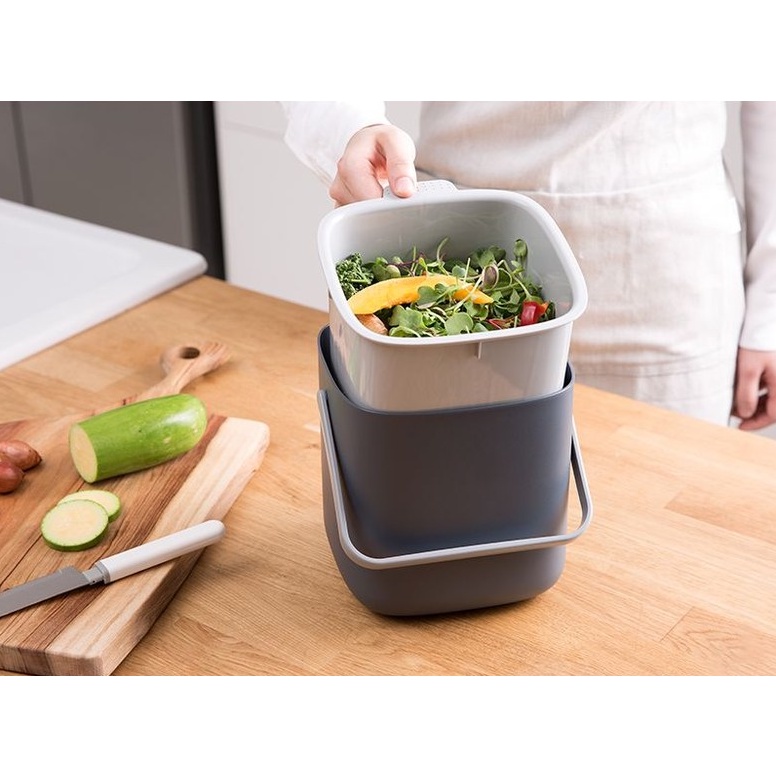 SYSMAX Home Smell Prevention Food Collection Box Trash Can Dark Gray ...