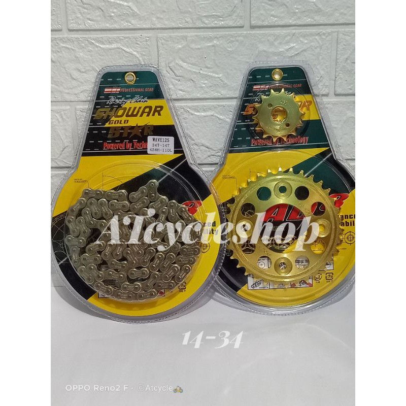 CHAIN AND SPROCKET SET FOR WAVE 125/XRM125/WAVE 100/RS 125 (428H-110L ...