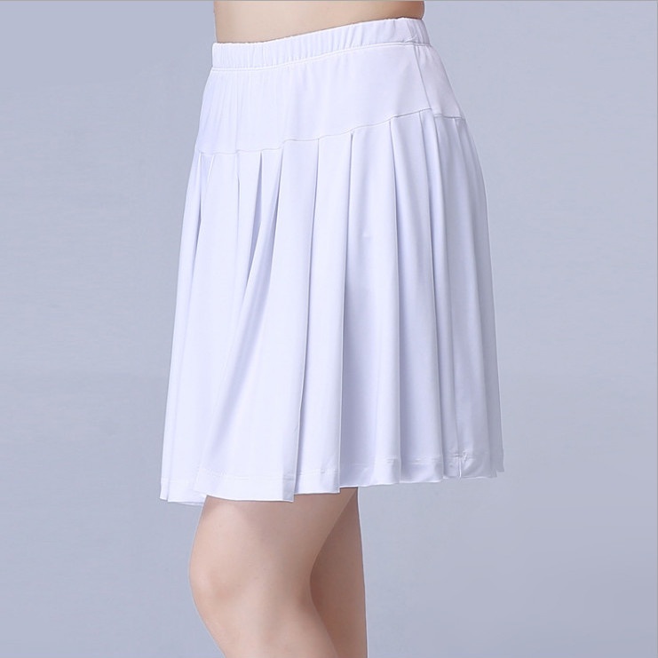 Summer square dance skirt white skirt pleated skirt milk silk Yang
