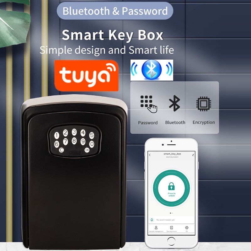 Smart Bluetooth APP Key Lock TUYA Key Lock Box Wall Mount Key Safe ...