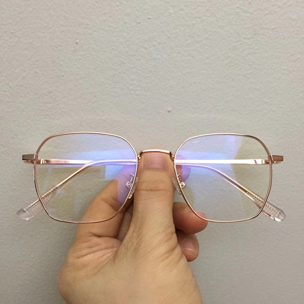 square metal frame anti blue light eyeglasses for unisex replaceable lens  free case 2207