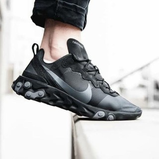 Nike react element 55 cheap triple black on feet