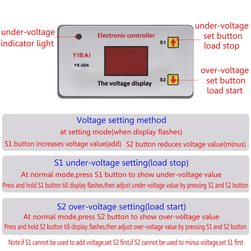 12V Battery Low Voltage Cut off Switch On Protection Undervoltage