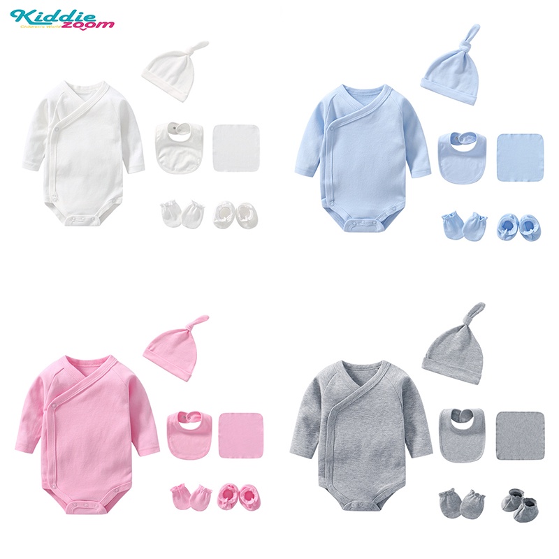 6PCS New Born Baby Clothes Set Onesies for Baby Girl Romper for Baby Boy  Baby Hats Baby Gloves Baby Socks Baby Bibs Newborn Clothes Baby Mittens