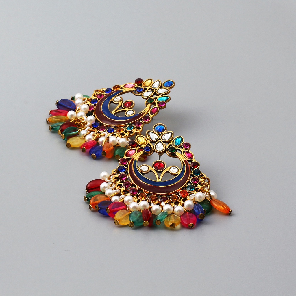 Boho Indian Jhumka Earrings for Women Colorful Beads Tassel Earrings ...